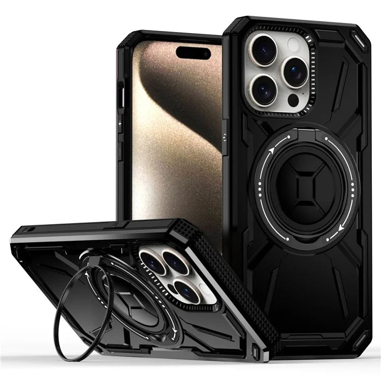 For iPhone 15 Pro Max Magnetic Case Hybrid Phone Cover with Kickstand