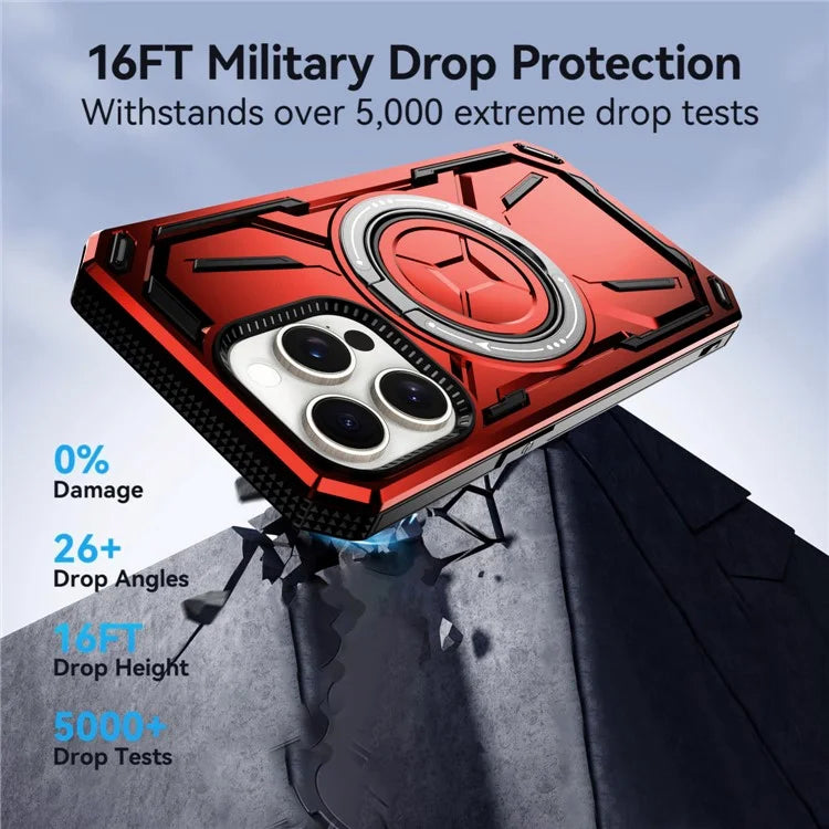 For iPhone 15 Pro Max Magnetic Case Hybrid Phone Cover with Kickstand