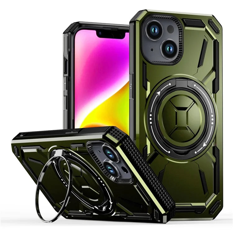 For iPhone 15 Case Kickstand TPU+PC Phone Cover Compatible with MagSafe