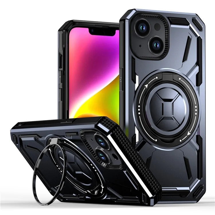 For iPhone 15 Case Kickstand TPU+PC Phone Cover Compatible with MagSafe