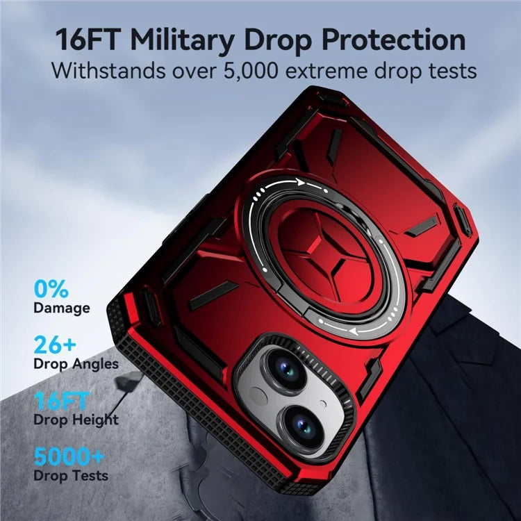 For iPhone 15 Case Kickstand TPU+PC Phone Cover Compatible with MagSafe