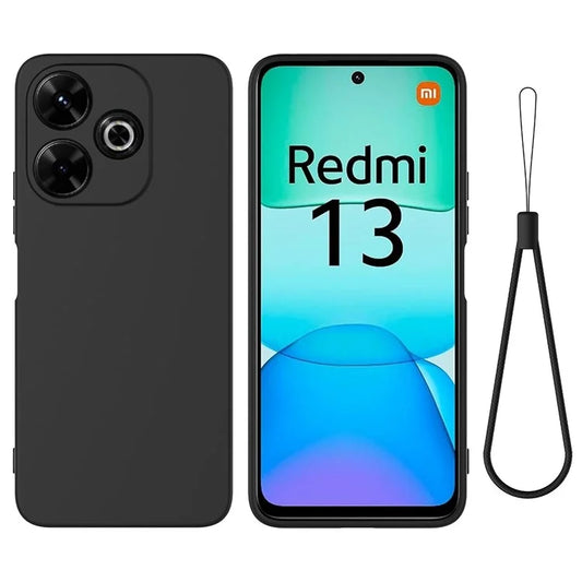 For Xiaomi Redmi 13 5G / 13 4G / Note 13R 5G / Poco M6 4G Case Liquid Silicone Phone Cover with Wrist Strap