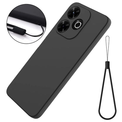 For Xiaomi Redmi 13 5G / 13 4G / Note 13R 5G / Poco M6 4G Case Liquid Silicone Phone Cover with Wrist Strap