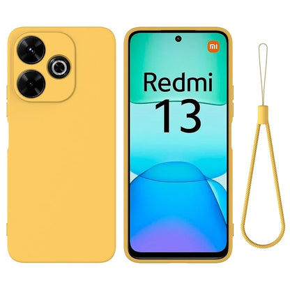 For Xiaomi Redmi 13 5G / 13 4G / Note 13R 5G / Poco M6 4G Case Liquid Silicone Phone Cover with Wrist Strap