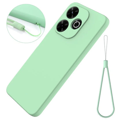 For Xiaomi Redmi 13 5G / 13 4G / Note 13R 5G / Poco M6 4G Case Liquid Silicone Phone Cover with Wrist Strap