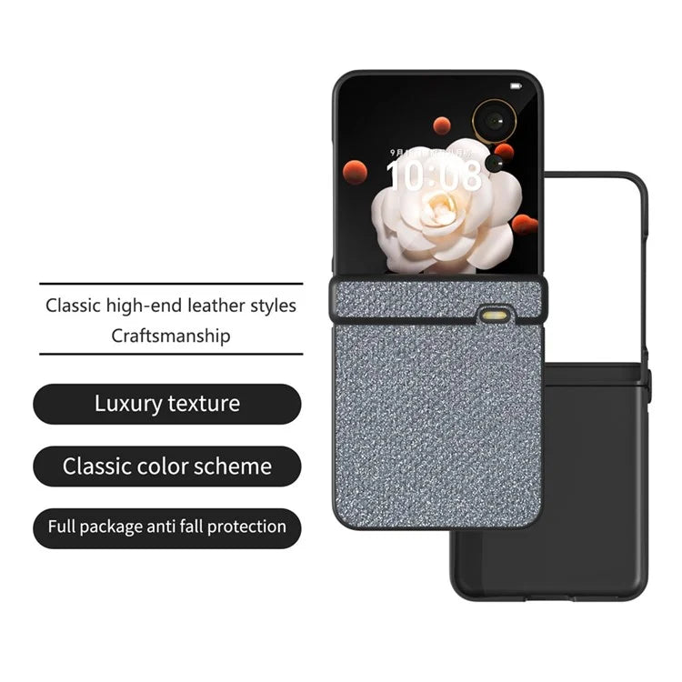 For Honor Magic V Flip 5G Case Hinge Design Rhinestone Texture PU Leather Phone Cover