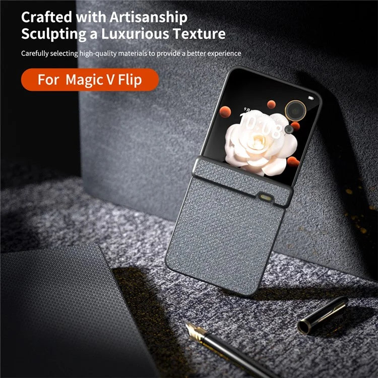 For Honor Magic V Flip 5G Case Hinge Design Rhinestone Texture PU Leather Phone Cover