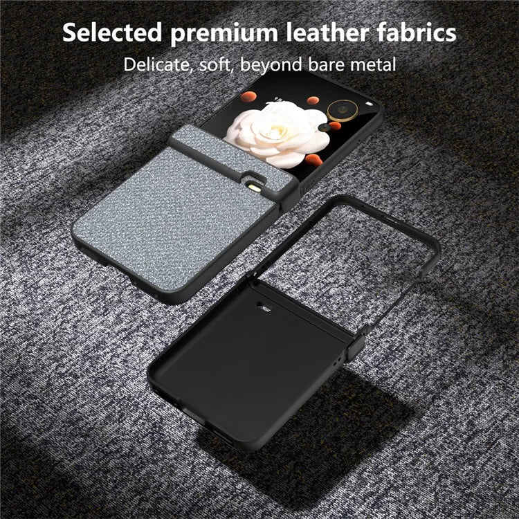 For Honor Magic V Flip 5G Case Hinge Design Rhinestone Texture PU Leather Phone Cover