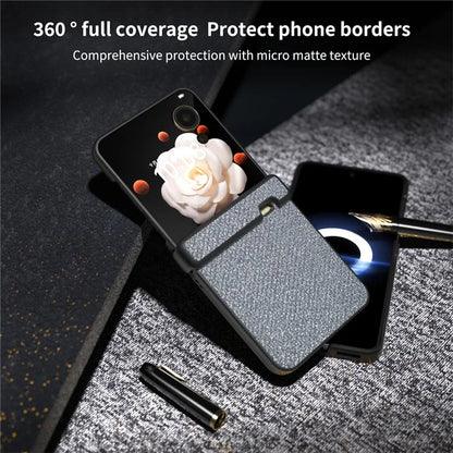 For Honor Magic V Flip 5G Case Hinge Design Rhinestone Texture PU Leather Phone Cover