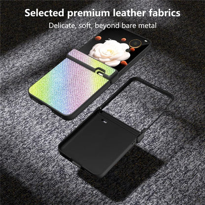 For Honor Magic V Flip 5G Case Hinge Design Rhinestone Texture PU Leather Phone Cover