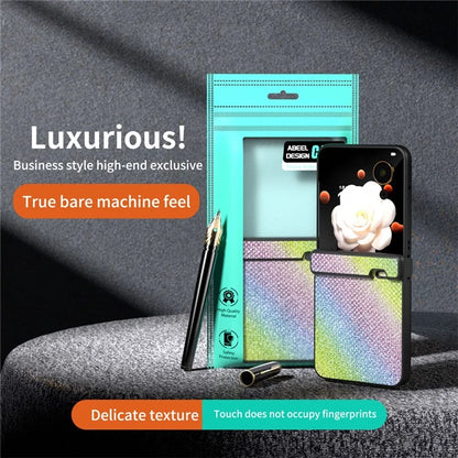 For Honor Magic V Flip 5G Case Hinge Design Rhinestone Texture PU Leather Phone Cover