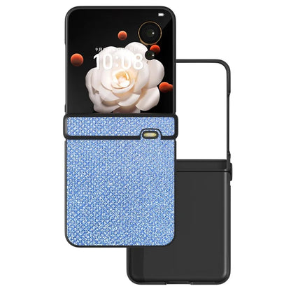 For Honor Magic V Flip 5G Case Hinge Design Rhinestone Texture PU Leather Phone Cover