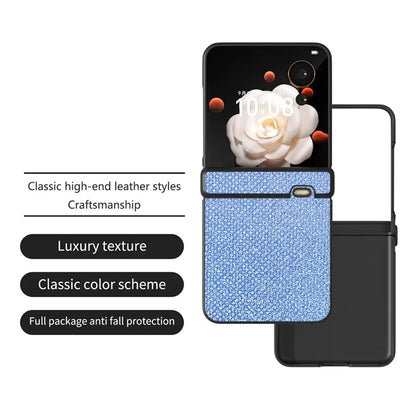 For Honor Magic V Flip 5G Case Hinge Design Rhinestone Texture PU Leather Phone Cover