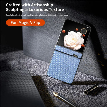 For Honor Magic V Flip 5G Case Hinge Design Rhinestone Texture PU Leather Phone Cover