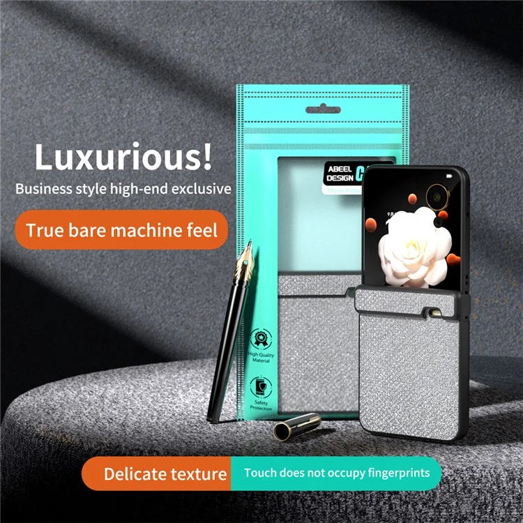 For Honor Magic V Flip 5G Case Hinge Design Rhinestone Texture PU Leather Phone Cover