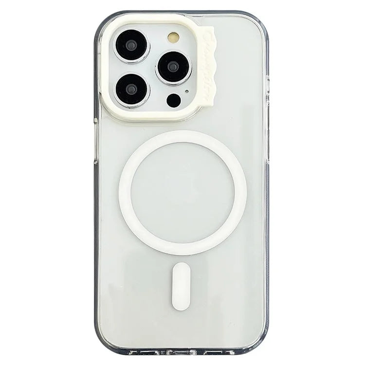 For iPhone 15 Pro Max Case Compatible with MagSafe PC+TPU Phone Cover Wave Lens Frame