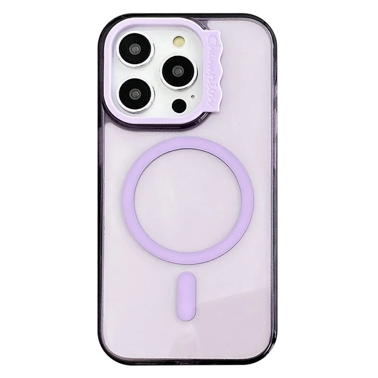 For iPhone 15 Pro Max Case Compatible with MagSafe PC+TPU Phone Cover Wave Lens Frame