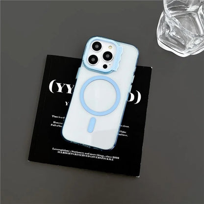 For iPhone 15 Pro Max Case Compatible with MagSafe PC+TPU Phone Cover Wave Lens Frame