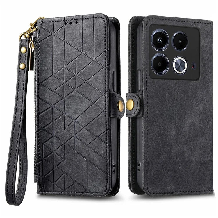 For Infinix Note 40 Case Zipper Wallet PU Leather Geometry Phone Cover