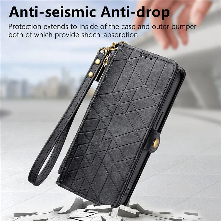 For Infinix Note 40 Case Zipper Wallet PU Leather Geometry Phone Cover