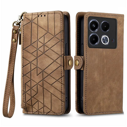 For Infinix Note 40 Case Zipper Wallet PU Leather Geometry Phone Cover