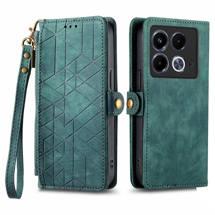 For Infinix Note 40 Case Zipper Wallet PU Leather Geometry Phone Cover