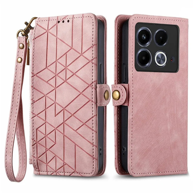 For Infinix Note 40 Case Zipper Wallet PU Leather Geometry Phone Cover