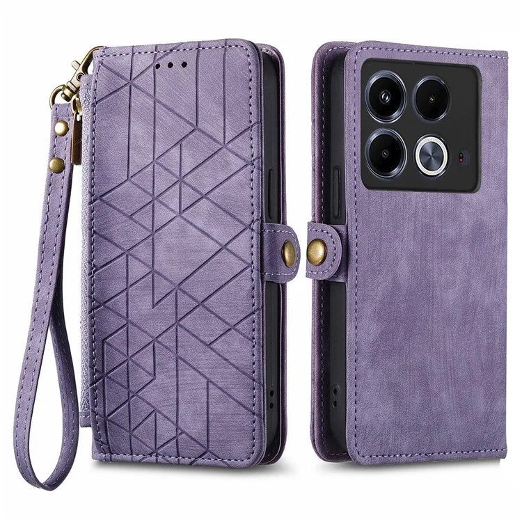 For Infinix Note 40 Case Zipper Wallet PU Leather Geometry Phone Cover