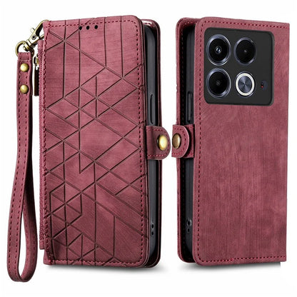 For Infinix Note 40 Case Zipper Wallet PU Leather Geometry Phone Cover