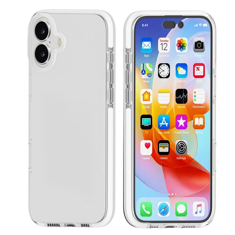 For iPhone 16 Case Shockproof TPU+TPE Transparent Back Phone Cover