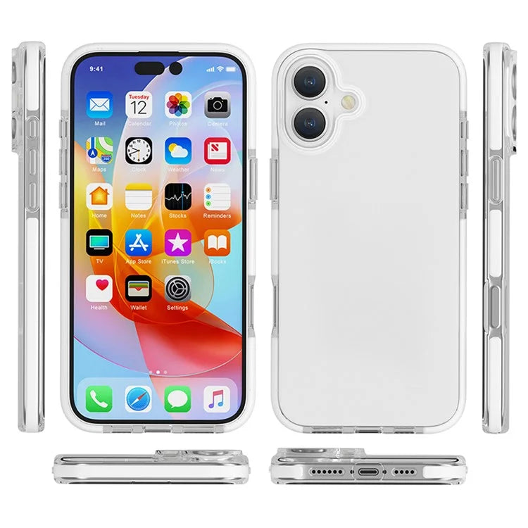 For iPhone 16 Case Shockproof TPU+TPE Transparent Back Phone Cover