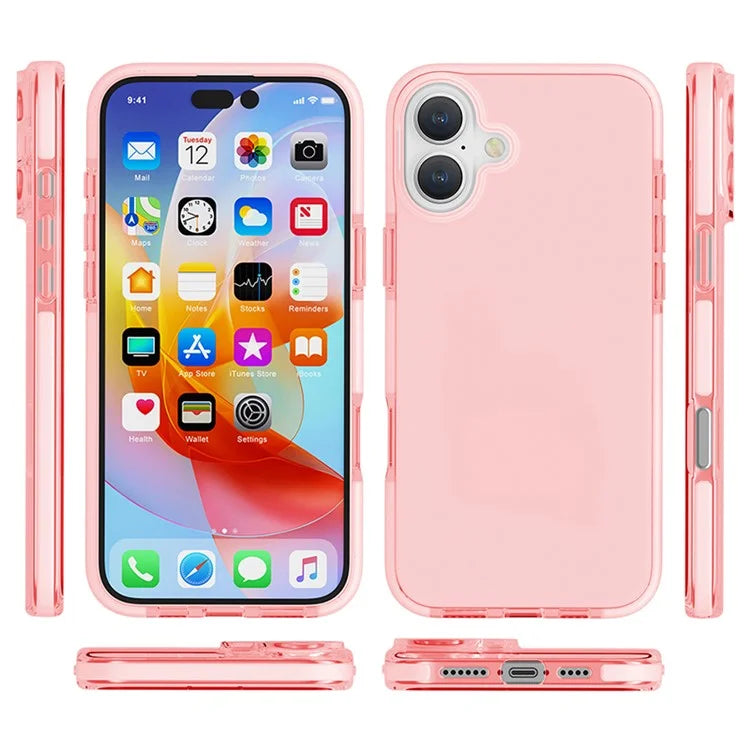 For iPhone 16 Case Shockproof TPU+TPE Transparent Back Phone Cover