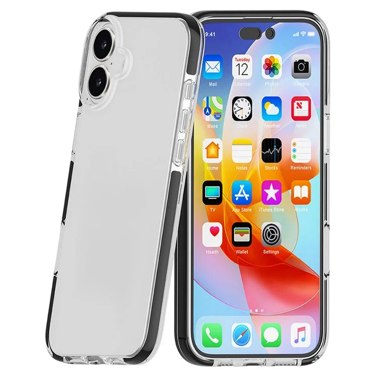 For iPhone 16 Case Shockproof TPU+TPE Transparent Back Phone Cover