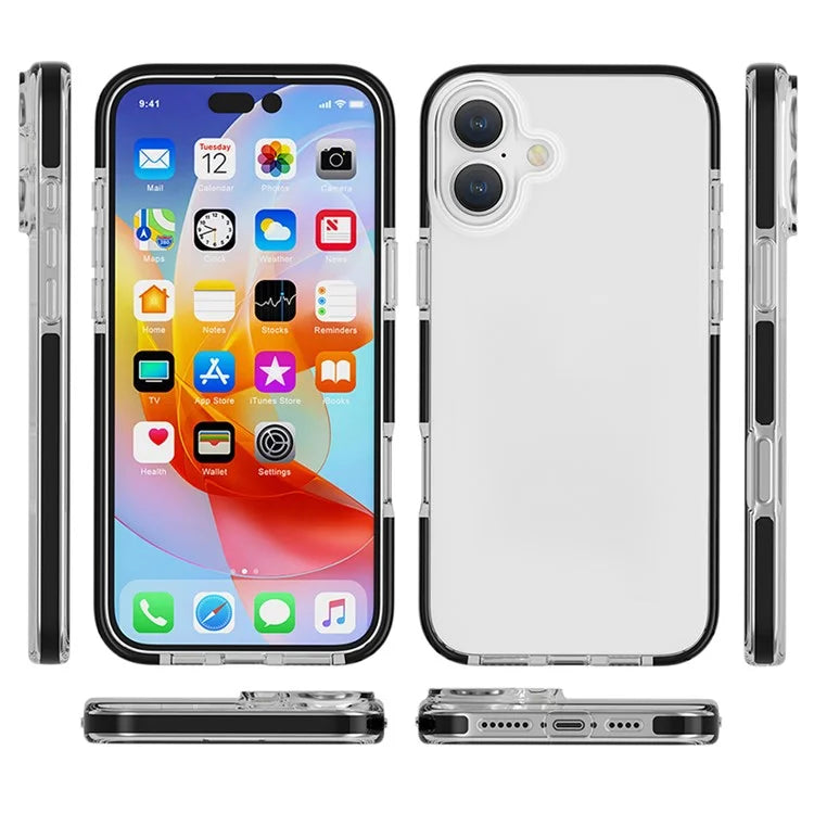 For iPhone 16 Case Shockproof TPU+TPE Transparent Back Phone Cover