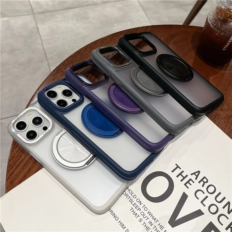 For iPhone 13 Pro Max Case Magnetic Ring Kickstand TPU+Acrylic Phone Cover