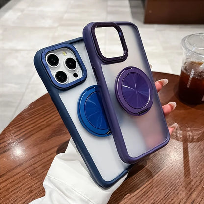 For iPhone 13 Pro Max Case Magnetic Ring Kickstand TPU+Acrylic Phone Cover
