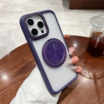 For iPhone 13 Pro Max Case Magnetic Ring Kickstand TPU+Acrylic Phone Cover
