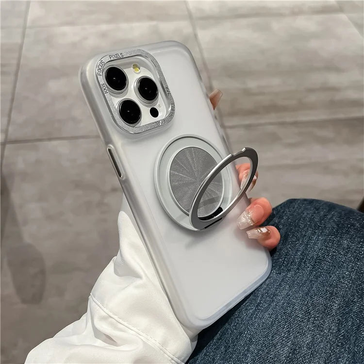 For iPhone 13 Pro Max Case Magnetic Ring Kickstand TPU+Acrylic Phone Cover