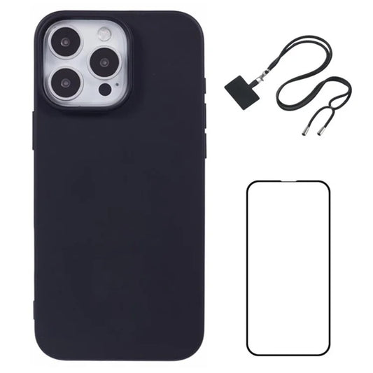 WANLONFENG RB1 Series For iPhone 16 Pro Max TPU Phone Case with Screen Film / Lanyard