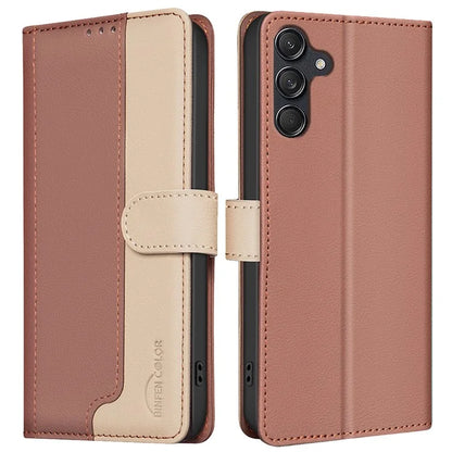 BINFEN COLOR BF33 For Samsung Galaxy S24+ Case Splicing Color RFID Blocking Leather Cover