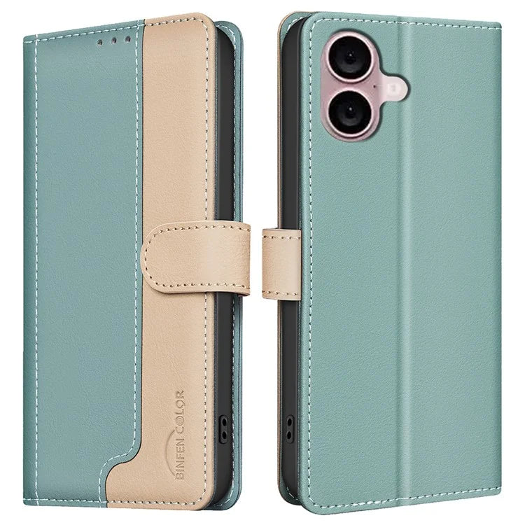 BINFEN COLOR BF33 For iPhone 16 Plus Case RFID Blocking Folio Flip Leather Phone Cover