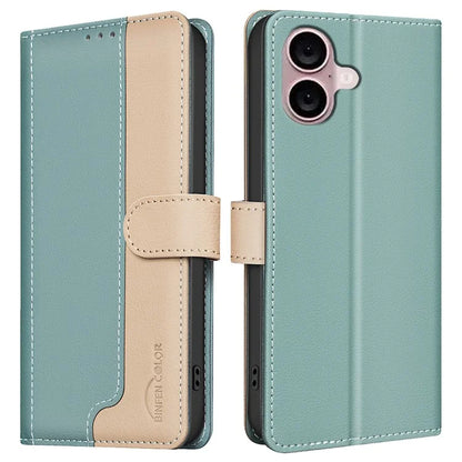 BINFEN COLOR BF33 For iPhone 16 Plus Case RFID Blocking Folio Flip Leather Phone Cover