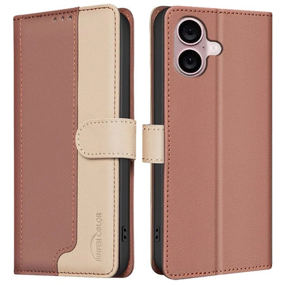 BINFEN COLOR BF33 For iPhone 16 Plus Case RFID Blocking Folio Flip Leather Phone Cover