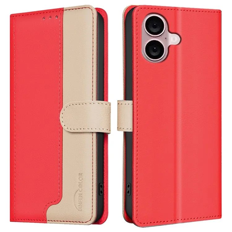 BINFEN COLOR BF33 For iPhone 16 Plus Case RFID Blocking Folio Flip Leather Phone Cover