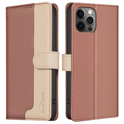 BINFEN COLOR BF33 For iPhone 16 Pro Case PU Leather Wallet Stand View Phone Cover