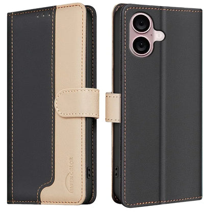 BINFEN COLOR BF33 For iPhone 16 Case RFID Blocking PU Leather Stand Phone Cover