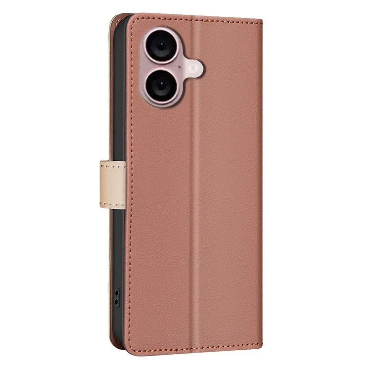BINFEN COLOR BF33 For iPhone 16 Case RFID Blocking PU Leather Stand Phone Cover