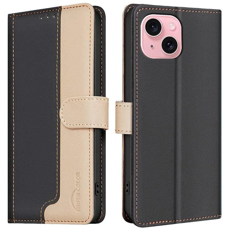 BINFEN COLOR BF33 For iPhone 15 Case Splicing Color Phone Cover RFID Blocking