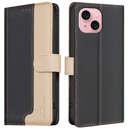 BINFEN COLOR BF33 For iPhone 15 Case Splicing Color Phone Cover RFID Blocking