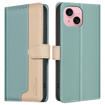 BINFEN COLOR BF33 For iPhone 15 Case Splicing Color Phone Cover RFID Blocking